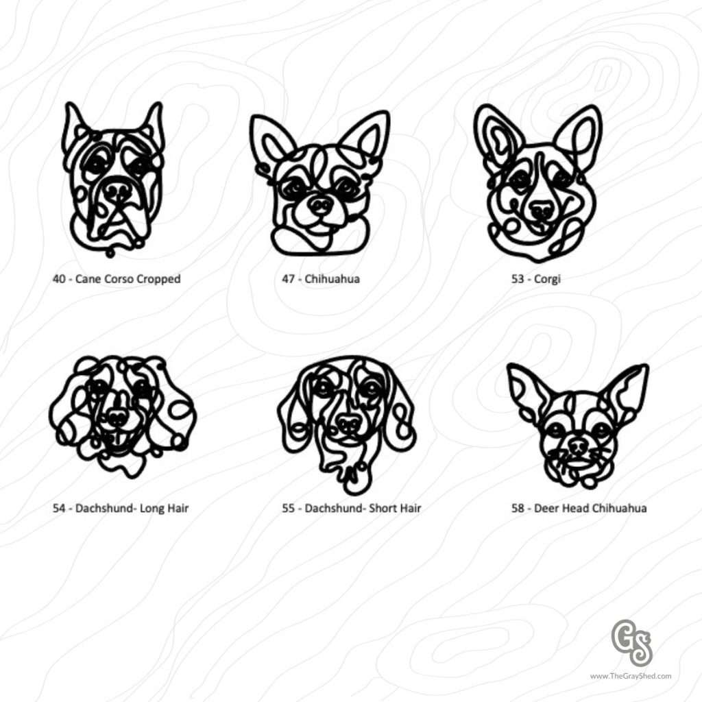 Wooden keychains featuring Cane Corso Cropped, Chihuahua, Corgi, Dachshund Long Hair, Dachshund Short Hair, and Deer Head Chihuahua designs.