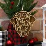 wood dog breed ornament, golden retriever