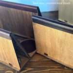 back view of a group of wood book valets