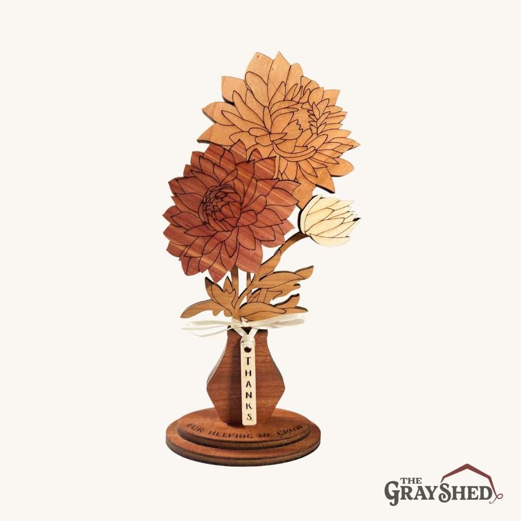 Dahlia wood flower bouquet encouragement gift