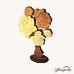Peony wood floral bouquet with no engraving on base