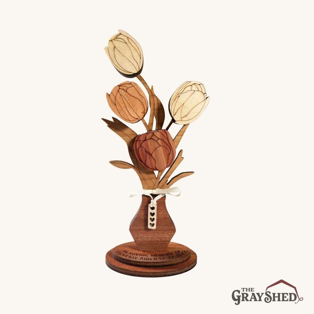 Wood tulip bouquet 5 year anniversary gift