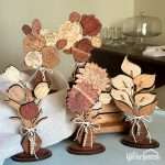 All options of wood floral bouquets - 5 different flowers are shown together