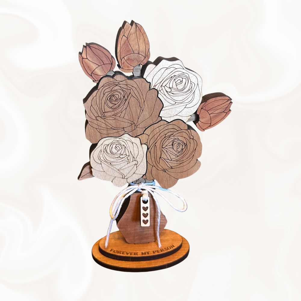 5 year wedding anniversary gift wood floral bouquet desk or shelf decor with custom